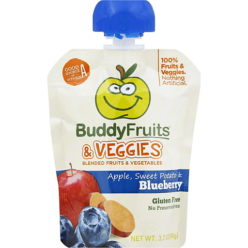 slide 2 of 3, Buddy Fruits & Veggies Apple, Sweet Potato & Blueberry Blend , 3.2 oz