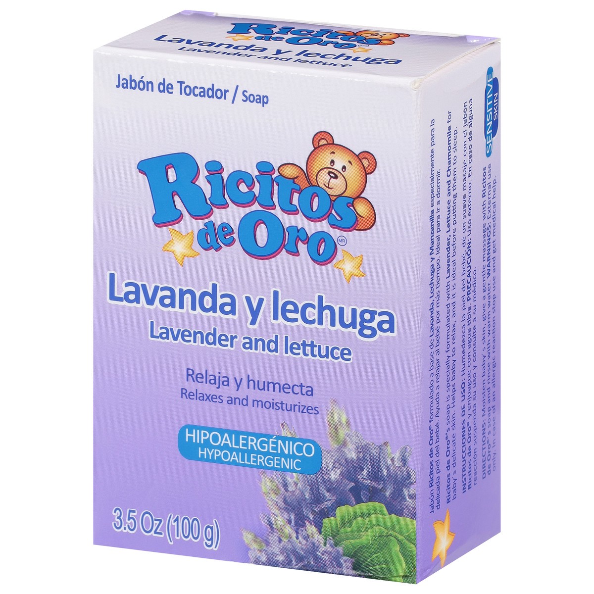 slide 3 of 9, Ricitos de Oro Hypoallergenic Relaxes and Moisturizes Lavender and Lettuce Soap 3.5 oz, 3.5 oz