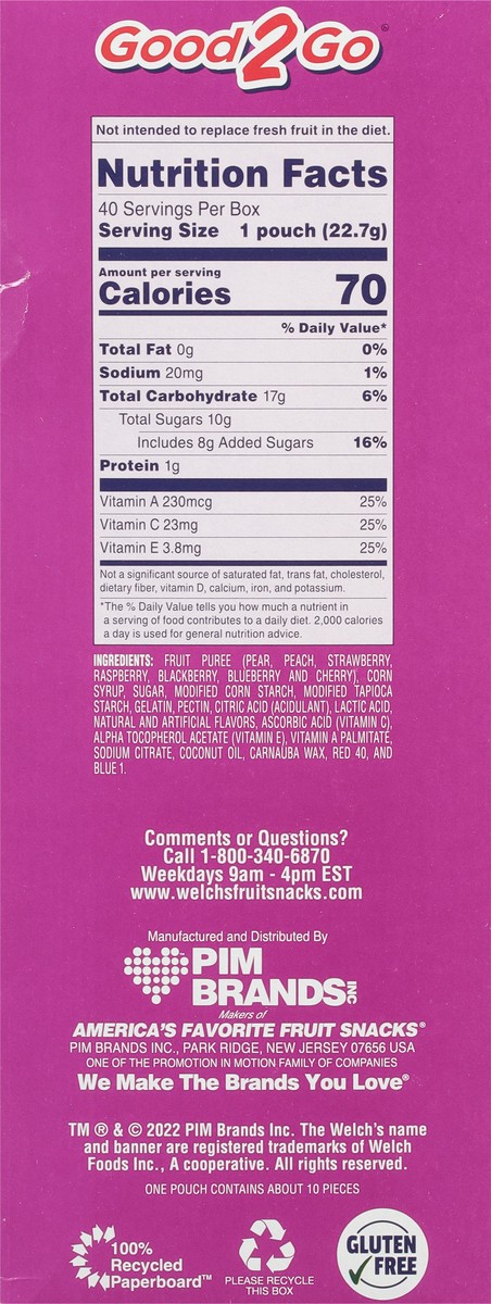 slide 4 of 9, Welch's Berries 'N Cherries Fruit Snacks Family Size 40 - 0.8 oz Pouches, 32 oz