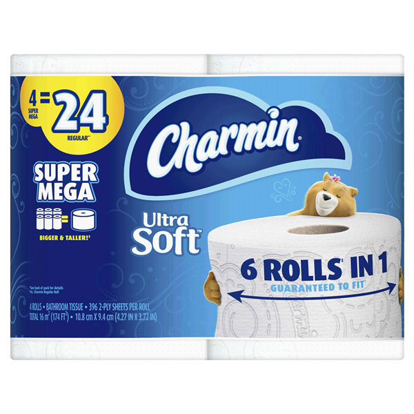 slide 1 of 1, Charmin Ultra Soft Toilet Paper Super Mega Rolls, 1584 ct