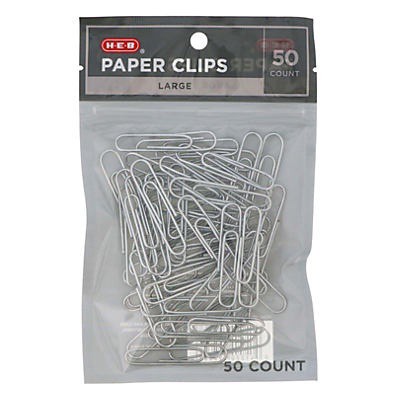 slide 1 of 1, H-E-B Large Paper Clips, 50 ct