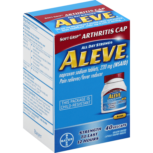 slide 2 of 2, Aleve Soft Grip Arthritis Cap Pain Reliever/Fever Reducer, 40 ct