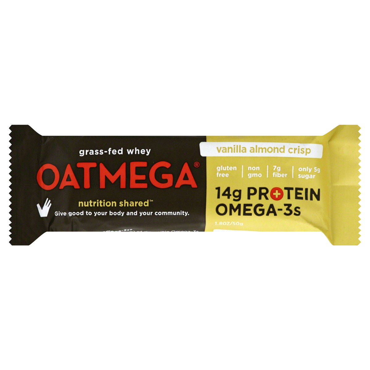 slide 1 of 3, Oatmega Vanilla Almond Grass-Fed Whey Protein Bar, 1.8 oz