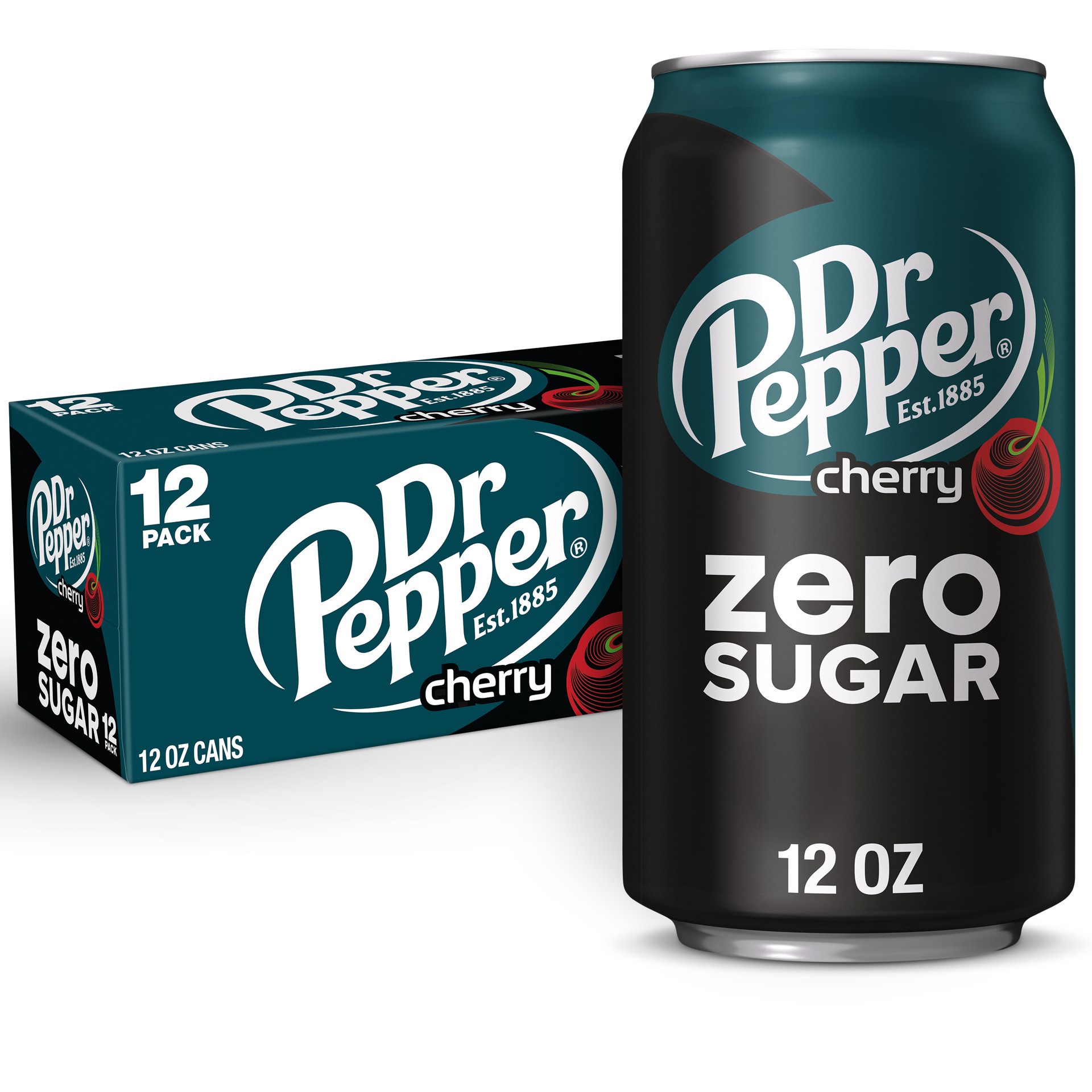 slide 1 of 1, Dr Pepper 12 Pack Zero Sugar Cherry Soda 12-12 fl oz Can, 12 ct; 12 oz