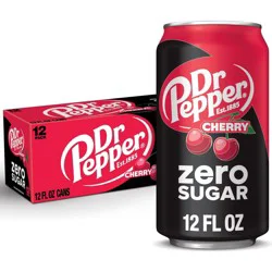 Dr Pepper Cherry Zero Sugar Soda, 12 fl oz cans, 12 pack