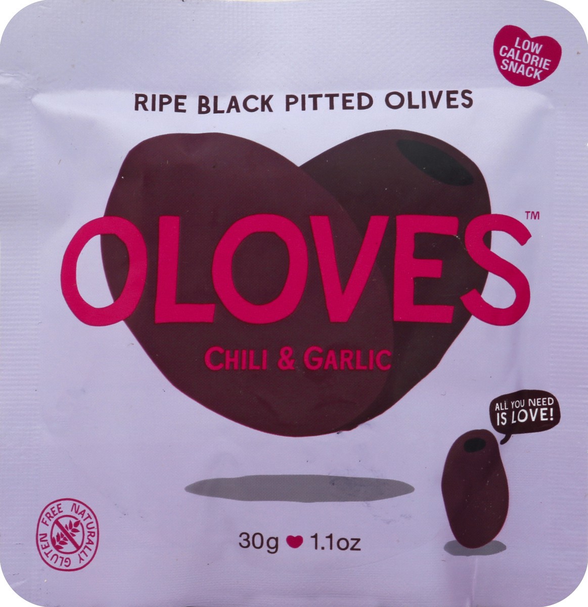 slide 2 of 2, Oloves Natural Chili & Garlic Kalamata Pitted Olives 1.1 oz, 1.1 oz