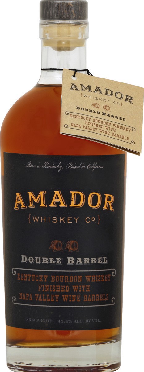 slide 2 of 7, Amador Whiskey Double Barrel Wheated Chardonnay Barrel Bourbon Whiskey, 86 Proof, 43% ABV, 750 ml