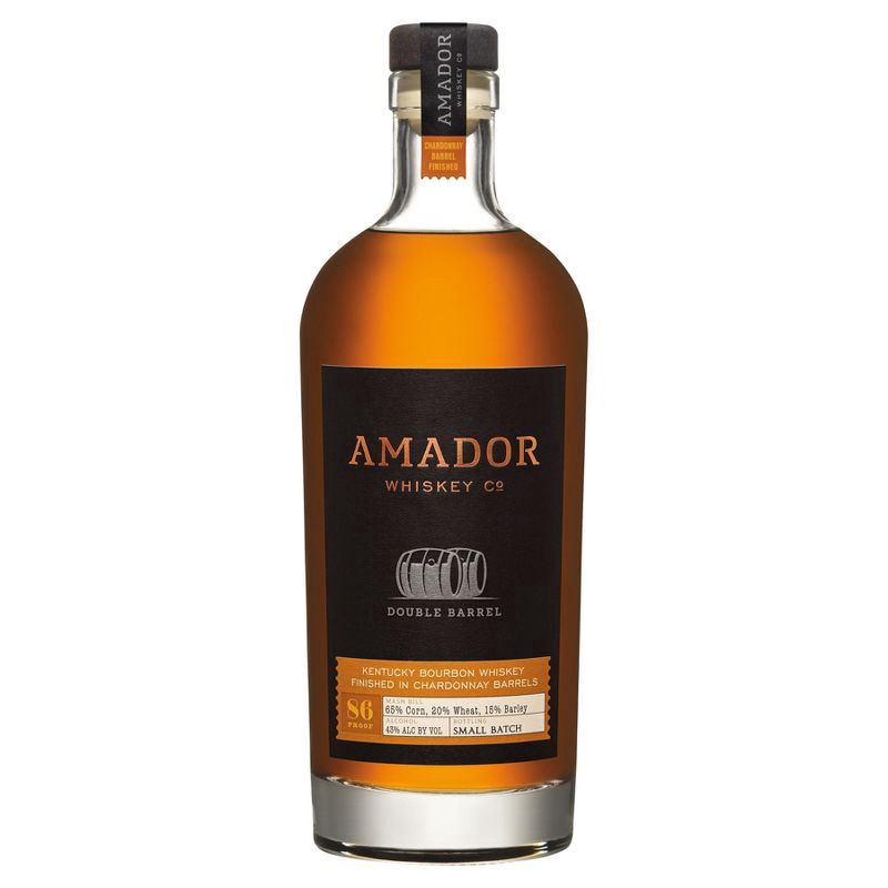 slide 1 of 7, Amador Whiskey Double Barrel Wheated Chardonnay Barrel Bourbon Whiskey, 86 Proof, 43% ABV, 750 ml