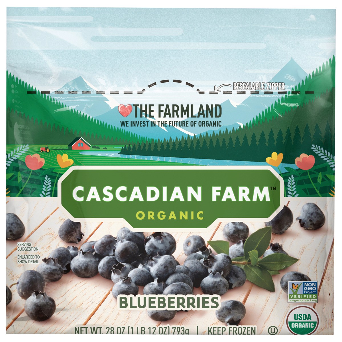 slide 10 of 13, Cascadian Farm Organic Blueberries, Frozen Fruit, 28 oz., 28 oz