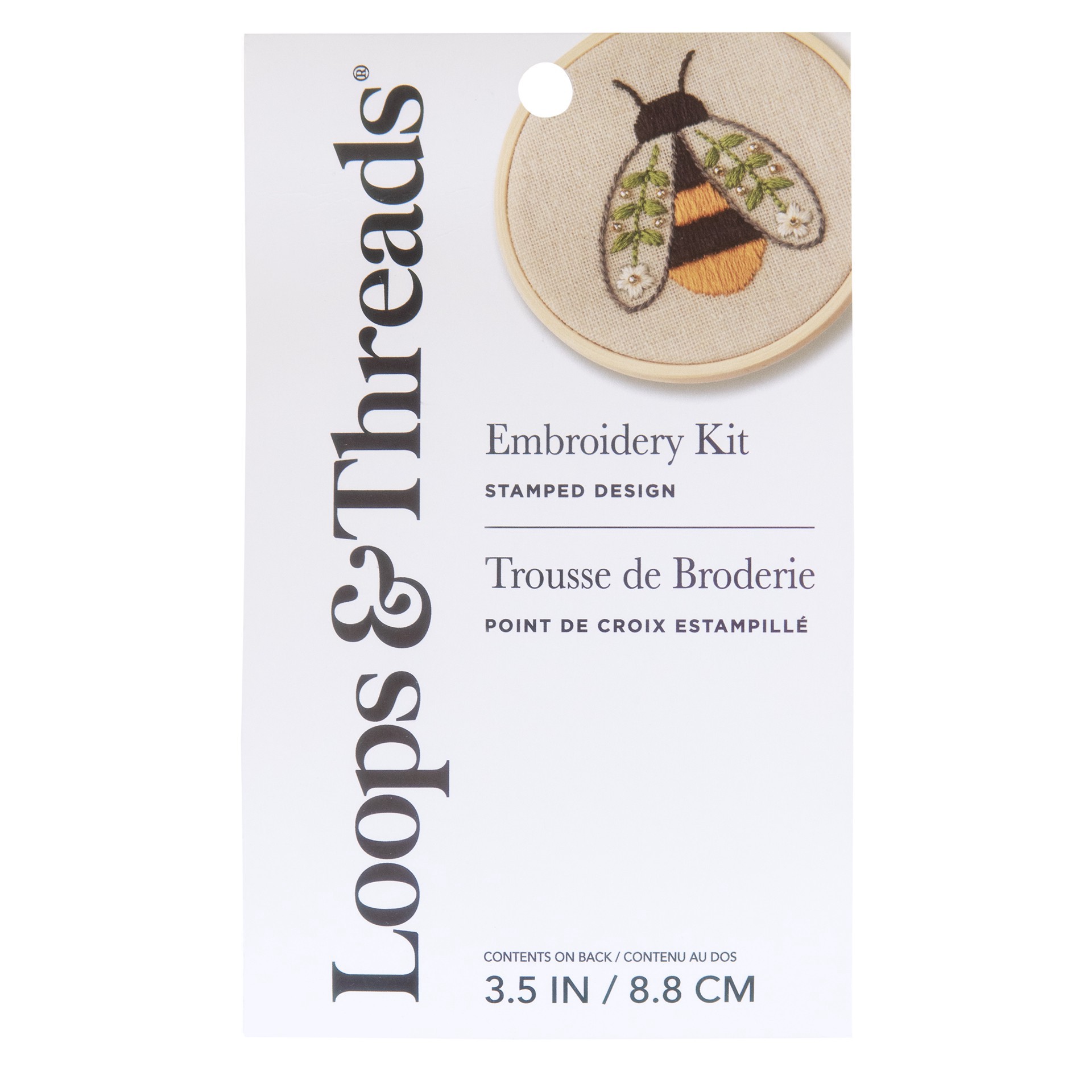 slide 4 of 4, Bumble Bee Embroidery Kit By Loops & Threads, 3.5 in x 3.5 in