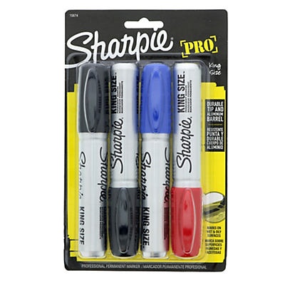 slide 1 of 7, Sharpie Pro King Size Permanent Markers Assorted, 4 ct