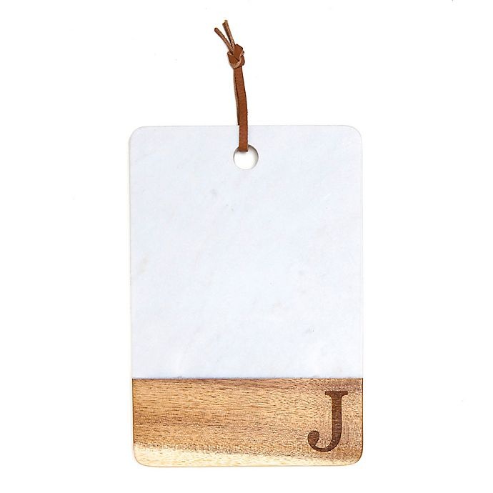 slide 1 of 2, Artisanal Kitchen Supply Monogram Letter J'' Marble and Acacia Wood Paddle Board'', 1 ct