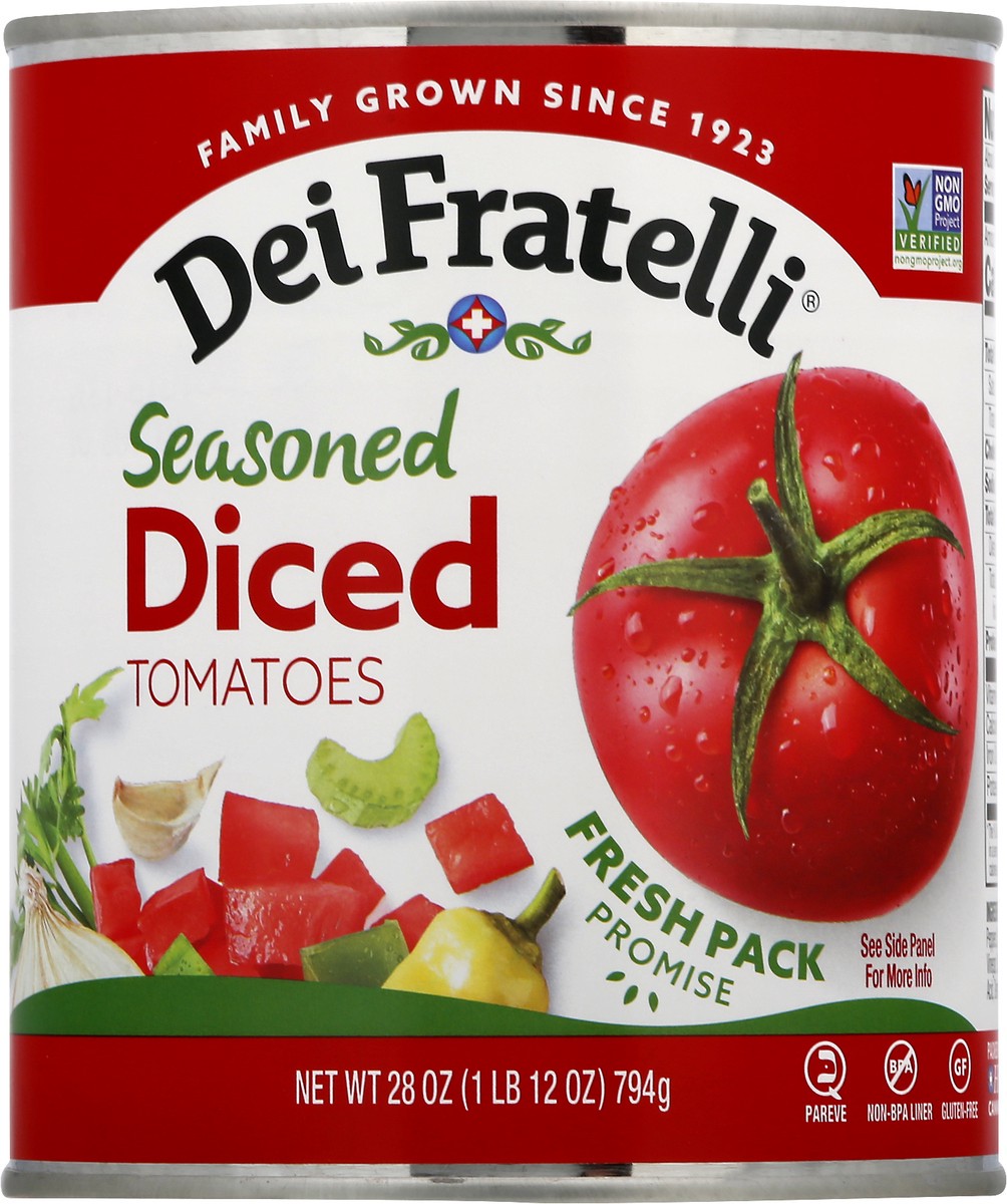 slide 6 of 9, Dei Fratelli Seasoned Diced Tomatoes, 28 oz