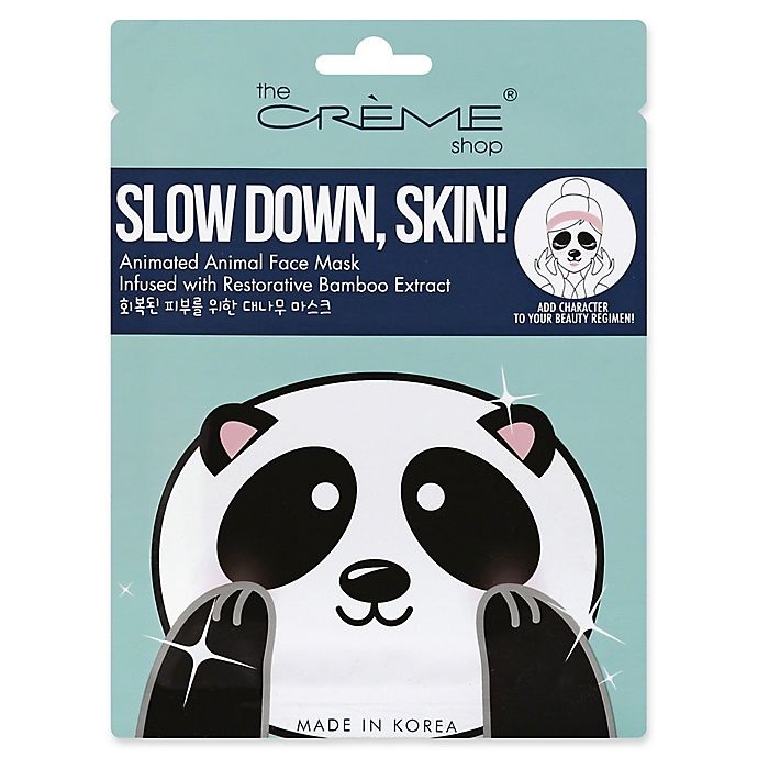 slide 1 of 1, The Crème Shop Animated Animal Face Mask, Slow Down, Skin!, 1 ct