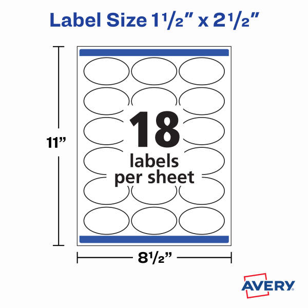 slide 3 of 6, Avery Easy Peel Oval Labels, 22564, 2-1/2"W X 1-1/2"D, White, Pack Of 450, 450 ct
