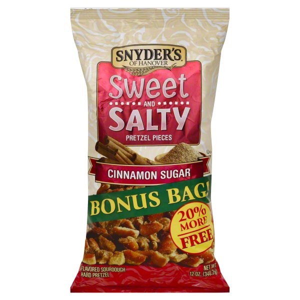 slide 1 of 5, Snyder's of Hanover Pretzel Pieces, Sweet And Salty, Cinnamon Sugar, Bonus Bag!, 12 oz