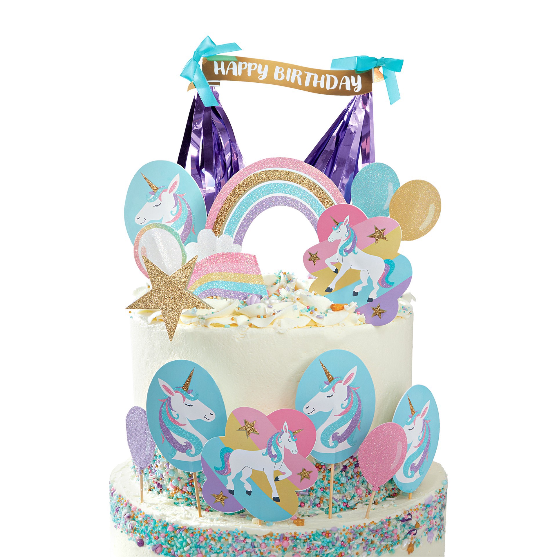 slide 3 of 4, Unicorn Cake Topper Set By Celebrate It, 14 ct