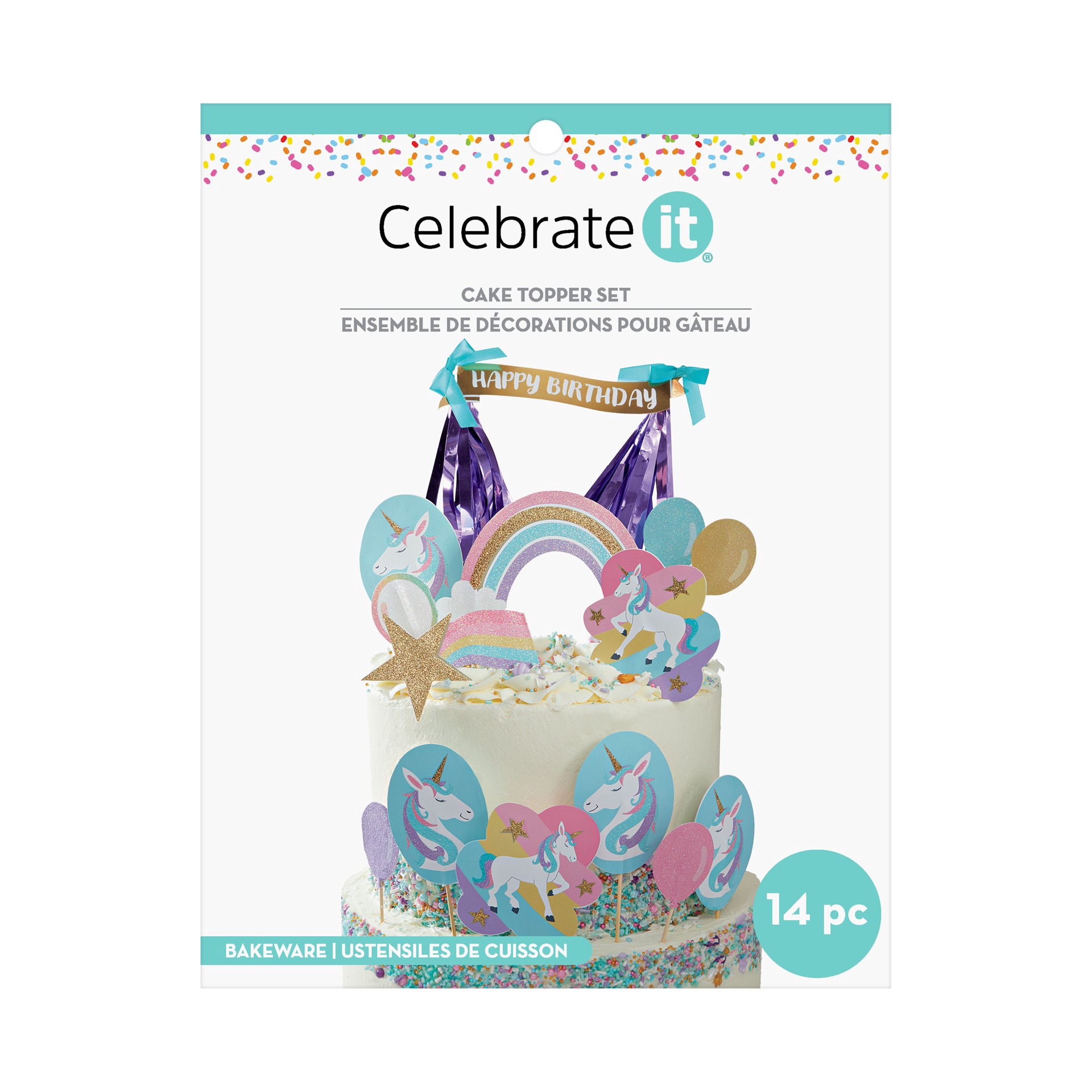slide 4 of 4, Unicorn Cake Topper Set By Celebrate It, 14 ct