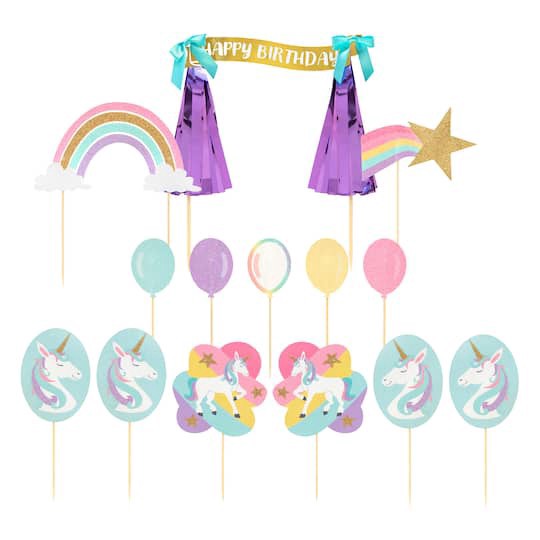 slide 1 of 4, Unicorn Cake Topper Set By Celebrate It, 14 ct