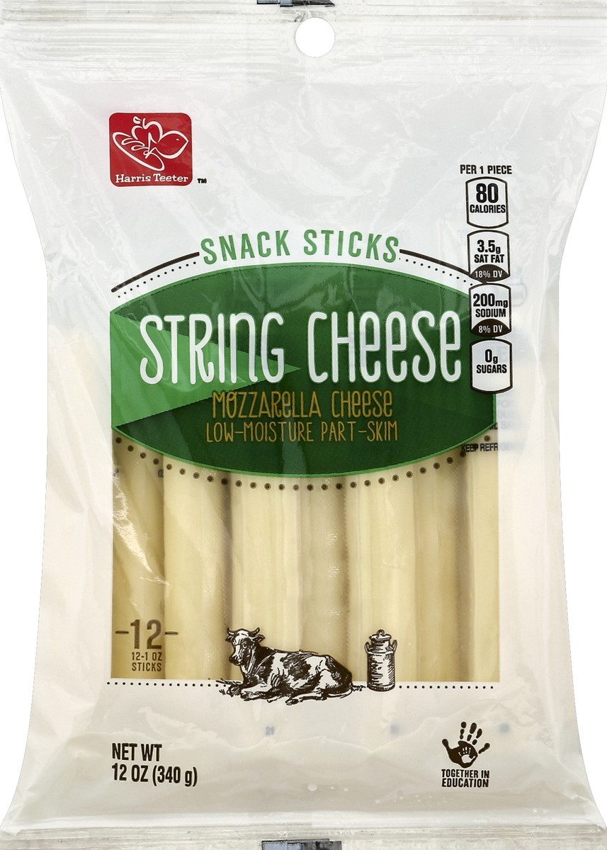 slide 3 of 3, Harris Teeter Low-Moisture Part-Skim Mozzarella String Cheese, 12 oz