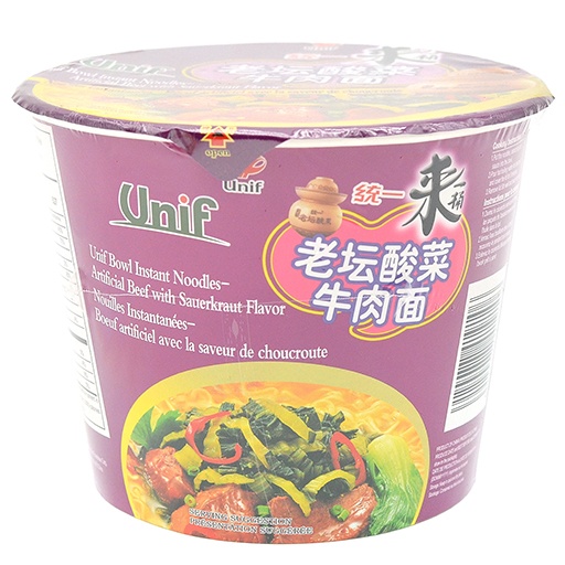 slide 1 of 1, Tung-I Unif Super Bowl Noodles Sauerkraut Beef, 4.76 oz