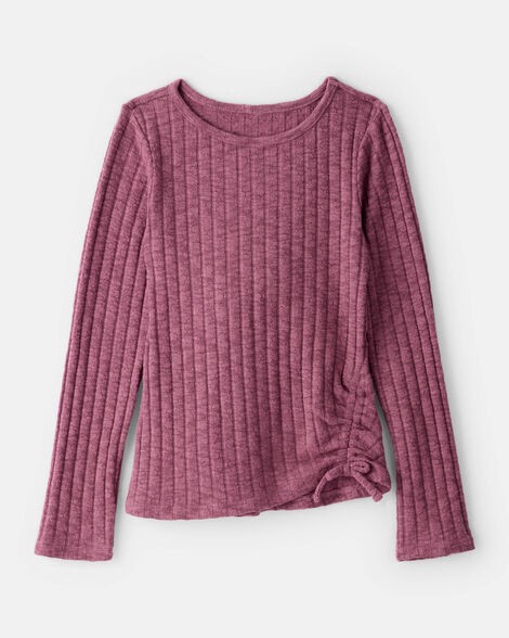 slide 1 of 2, Oshkosh Girls Cinched Rib Top - Purple Maroon 6-6X, 1 ct