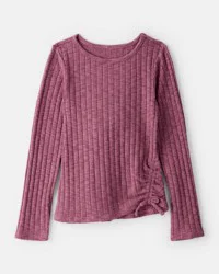 Oshkosh Girls Cinched Rib Top - Purple Maroon 6-6X