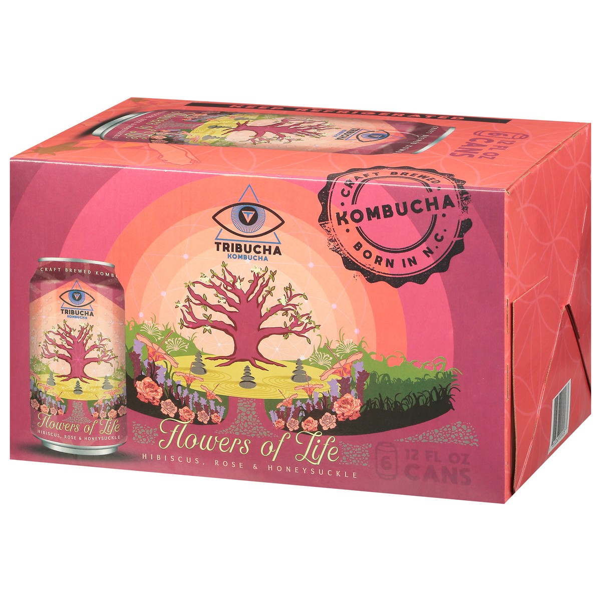 slide 3 of 9, Tribucha Flowers of Life Hibiscus, Rose & Honeysuckle Kombucha 6 - 12 fl oz, 6 ct