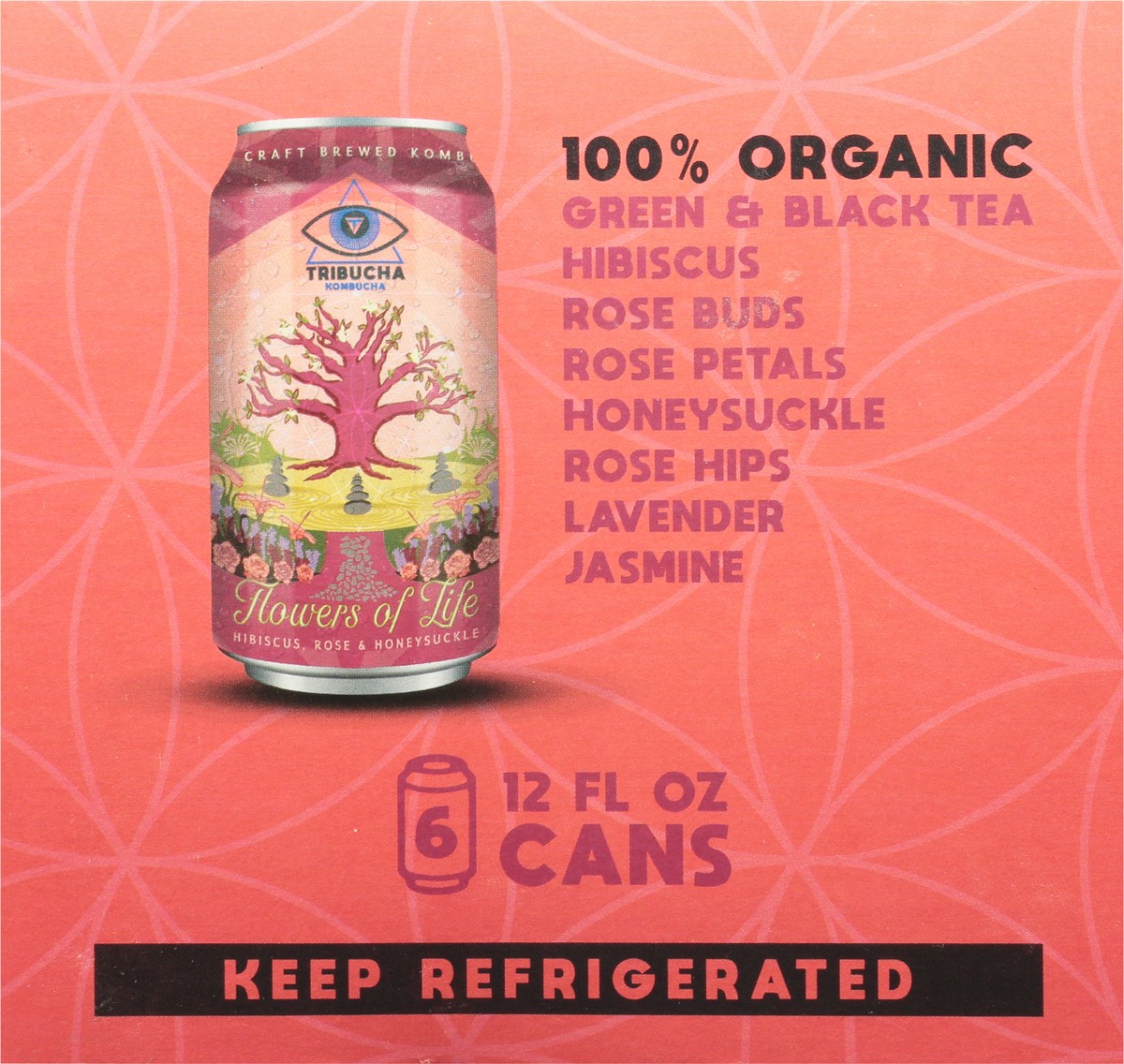 slide 7 of 9, Tribucha Flowers of Life Hibiscus, Rose & Honeysuckle Kombucha 6 - 12 fl oz, 6 ct
