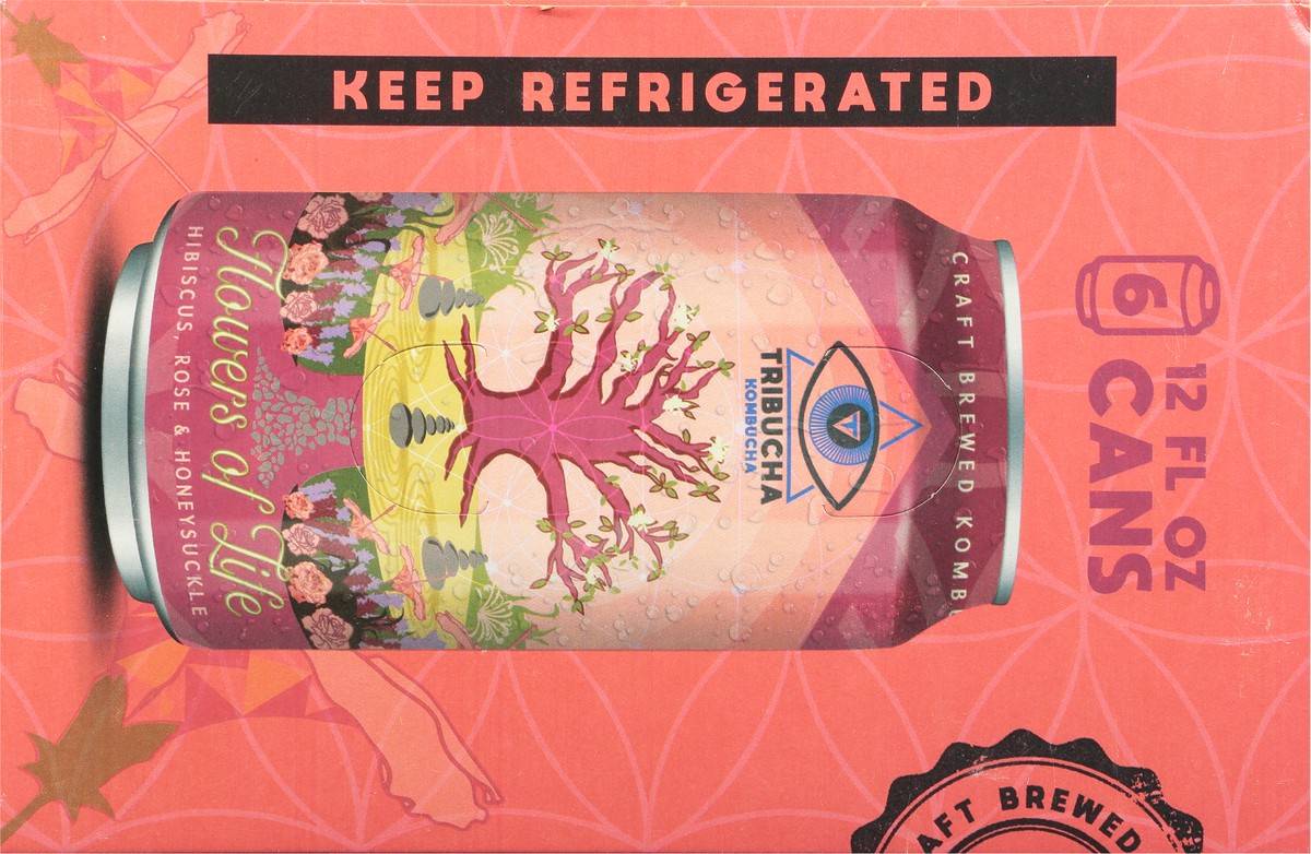 slide 9 of 9, Tribucha Flowers of Life Hibiscus, Rose & Honeysuckle Kombucha 6 - 12 fl oz, 6 ct