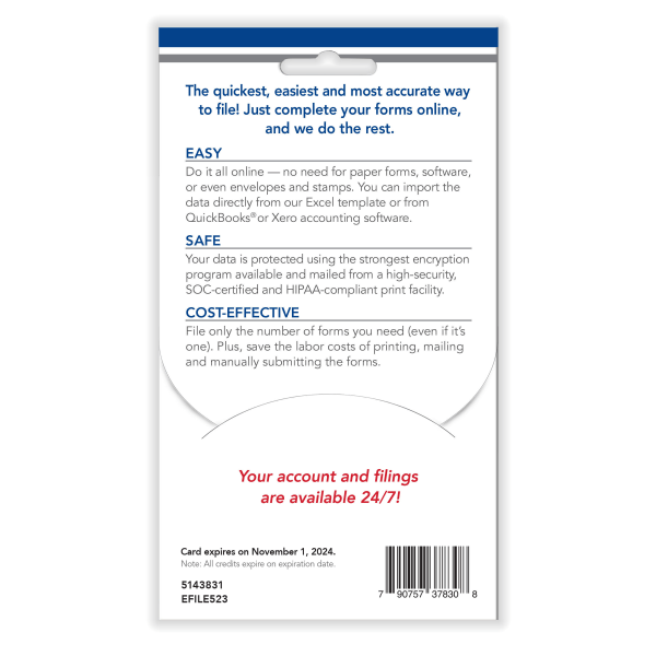 slide 4 of 4, ComplyRight Fast File Tax Filings For Small Business, W-2/1099, Card For 5 Tax Filings, 1 ct