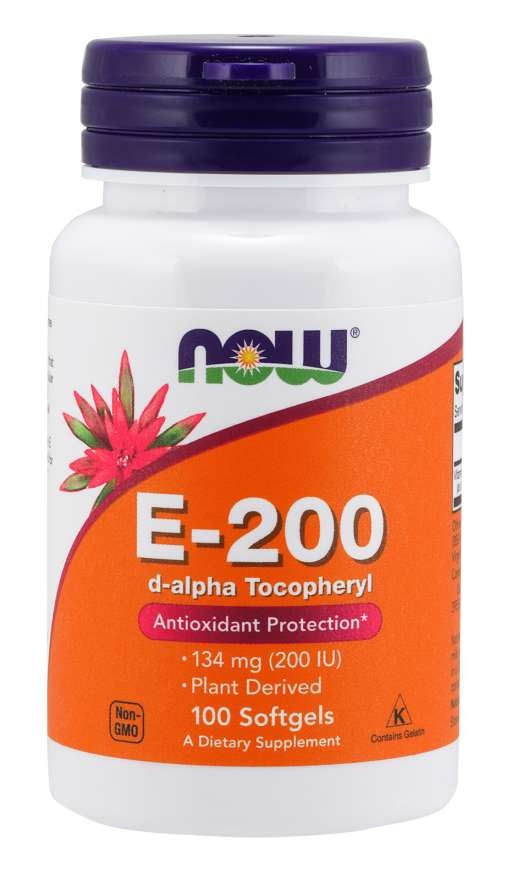 slide 1 of 1, NOW Vitamin E-200 D-Alpha Tocopheryl - 100 Softgels, 100 ct