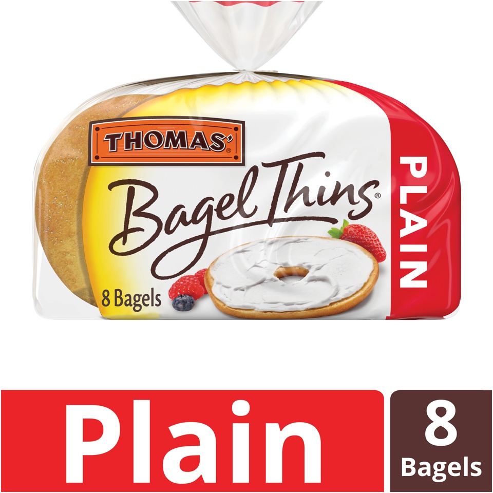 slide 2 of 8, Thomas' Plain Bagel Thins, 8 ct