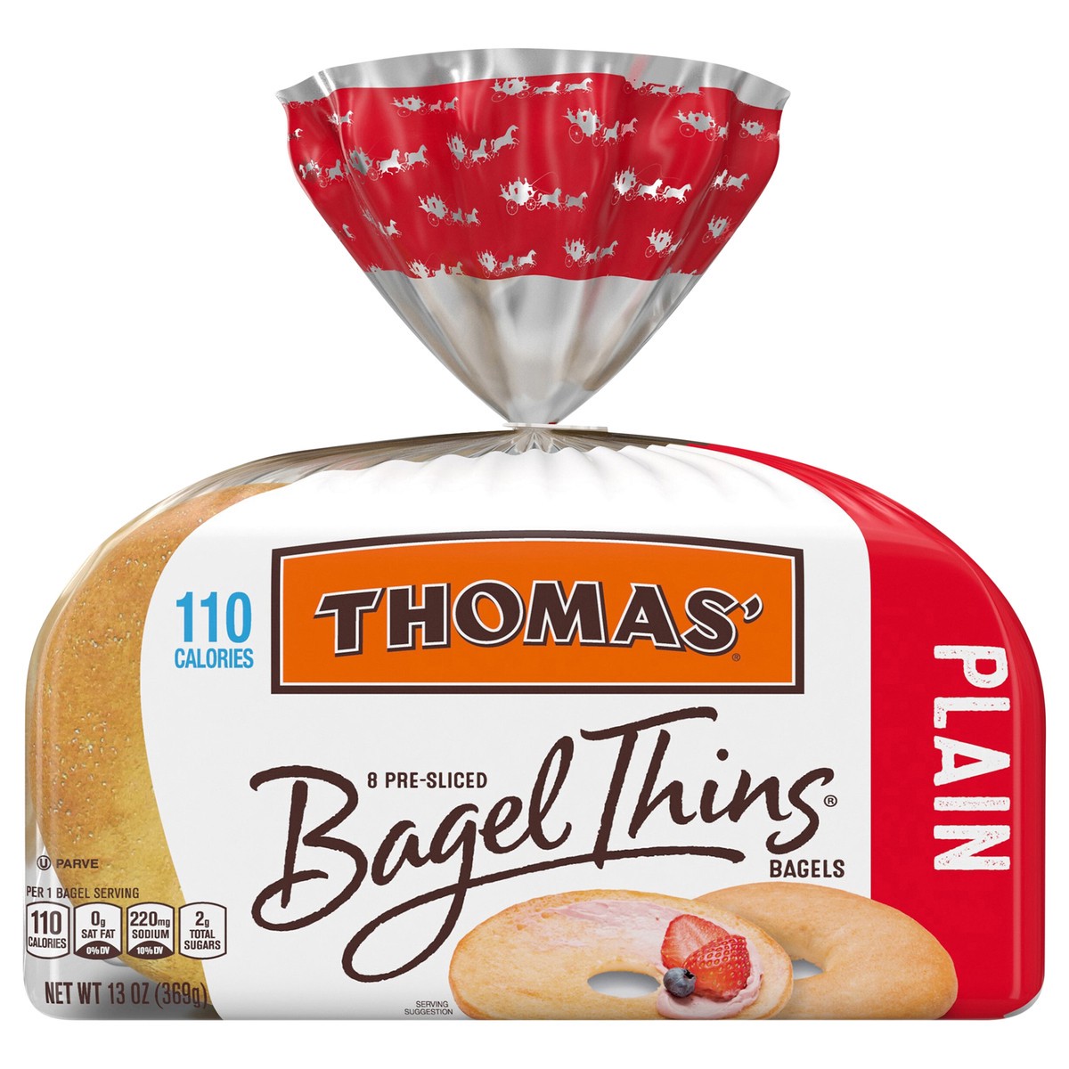 slide 1 of 21, Thomas' Plain Bagel Thins, 8 count, 13 oz, 8 ct