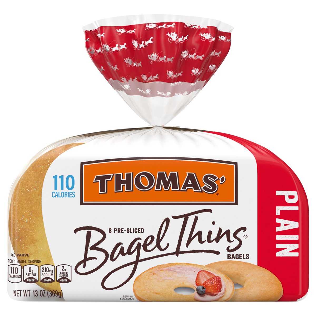 slide 1 of 21, Thomas' Plain Bagel Thins, 8 count, 13 oz, 8 ct