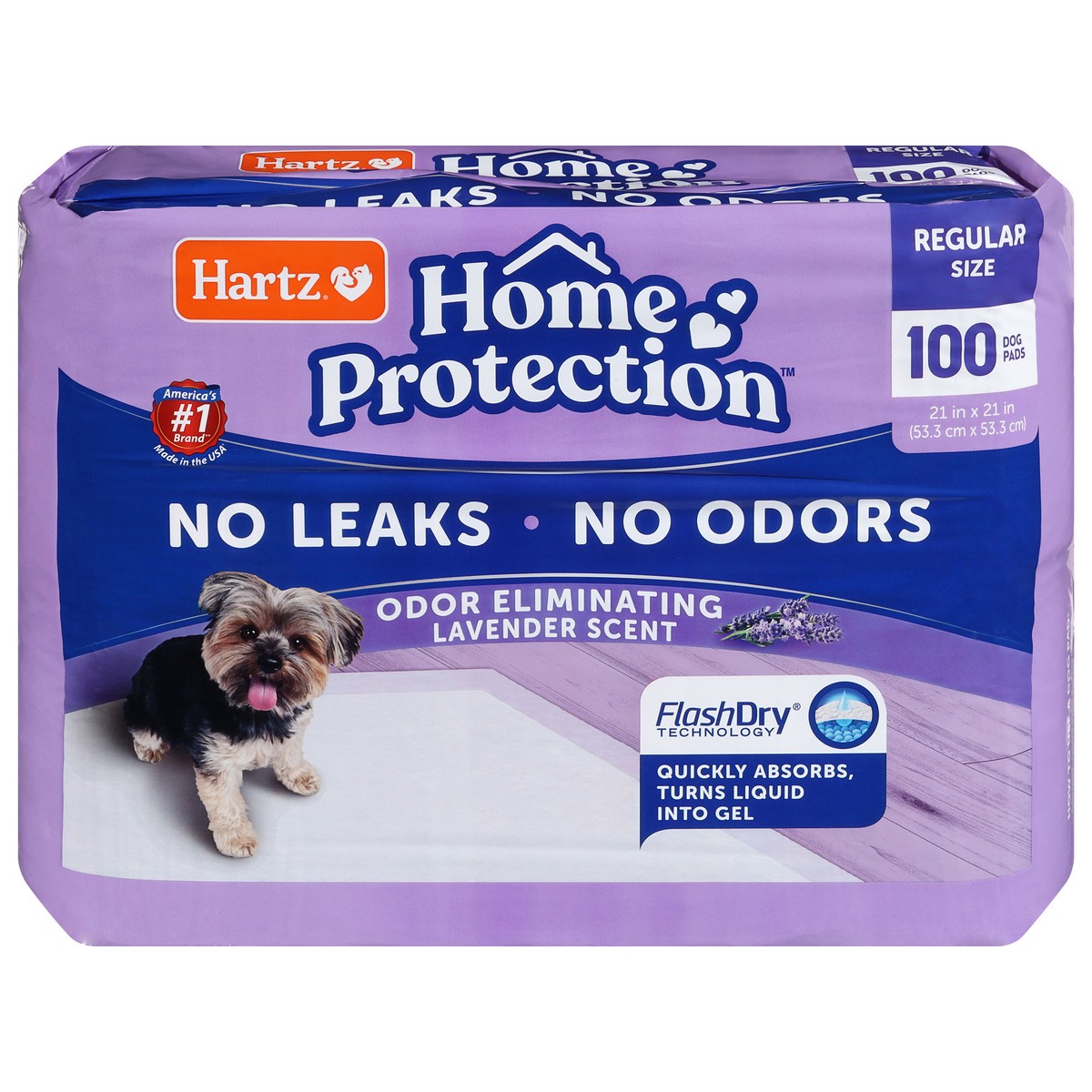 slide 4 of 4, Hartz Home Protection Odor Eliminating Lavender Scent Regular Size Dog Pads 100 Each, 100 ct