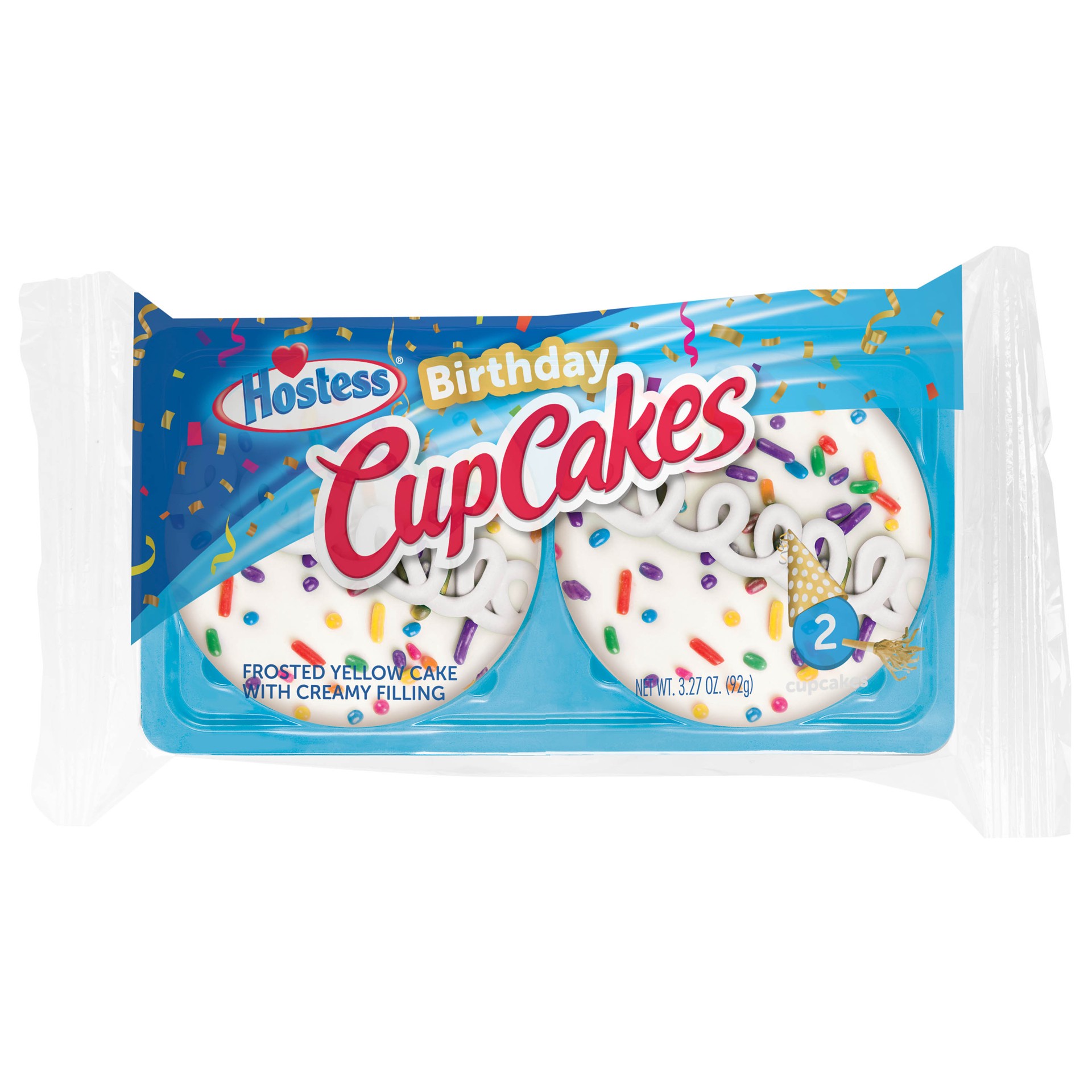 slide 1 of 11, Hostess Birthday Cream Filled Yellow Cupcakes, 3.27 oz