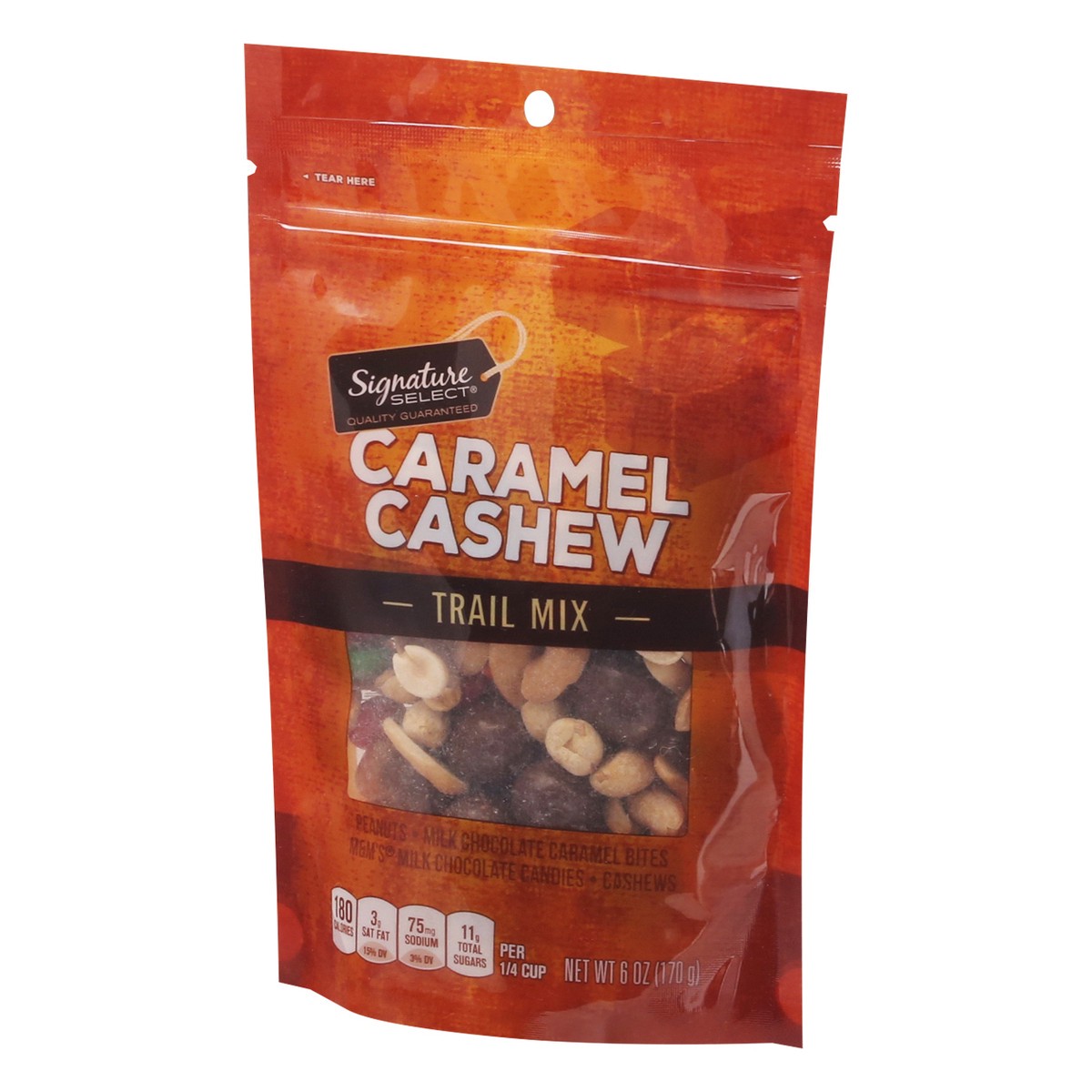 slide 2 of 13, Signature Select Caramel Cashew Trail Mix 6 oz, 6 oz