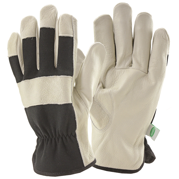 slide 1 of 1, Scotts Grain Cowhide Driver Spandex Back Glove - Medium, MED