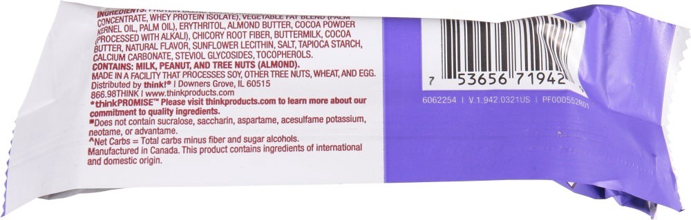 slide 3 of 4, think! Keto Chocolate Mousse Pie Protein Bar, 1 ct
