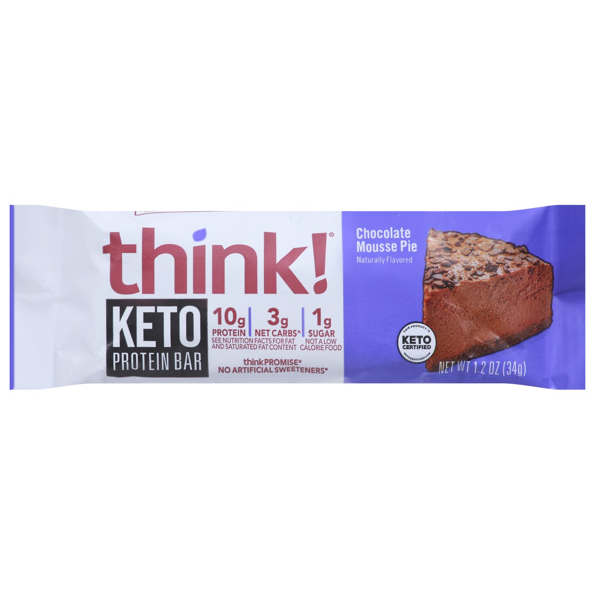 slide 1 of 4, think! Keto Chocolate Mousse Pie Protein Bar, 1 ct