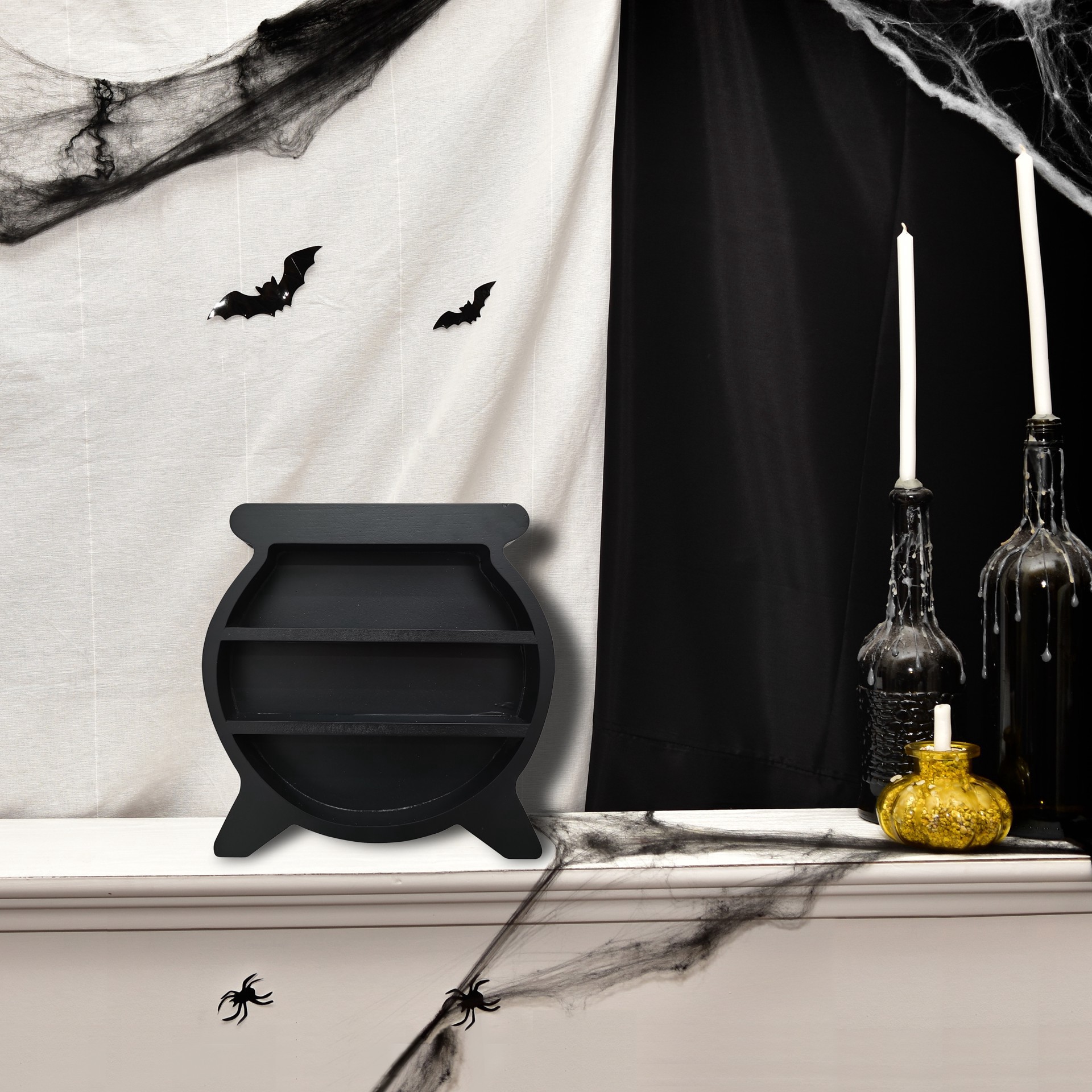 slide 2 of 5, 9" Black Cauldron Wall Shelf By Ashland, 9 in