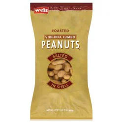 Weis Quality Roasted Virginia Unsalted in Shell Jumbo Peanuts - 24 oz