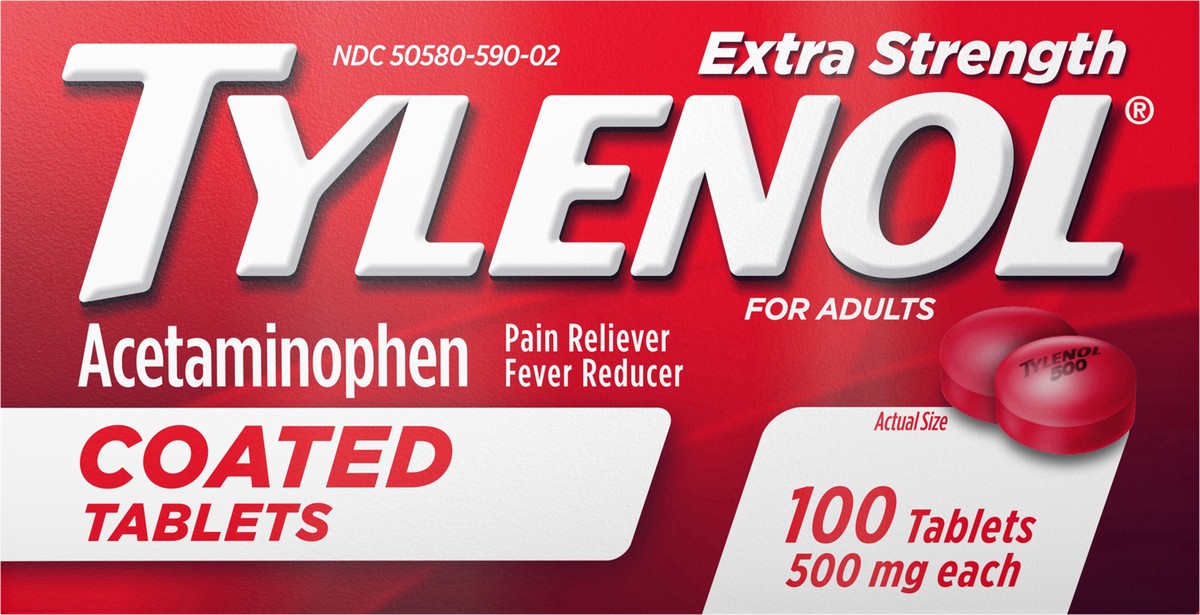 slide 5 of 7, Tylenol Extra Strength Coated Tablets - Acetaminophen - 100ct, 100 ct