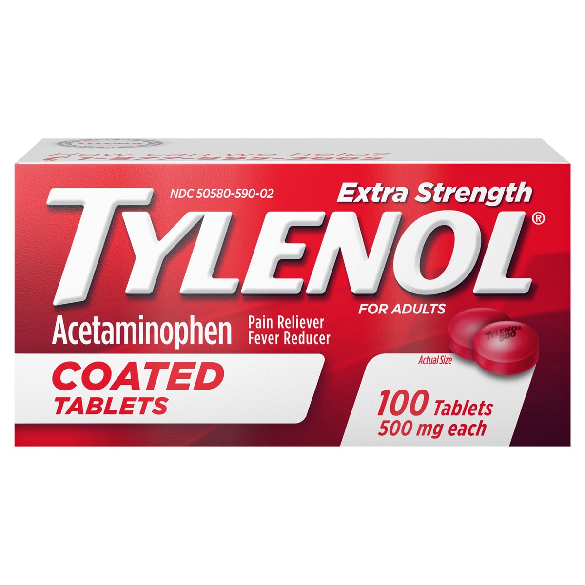 slide 1 of 7, Tylenol Extra Strength Coated Tablets - Acetaminophen - 100ct, 100 ct