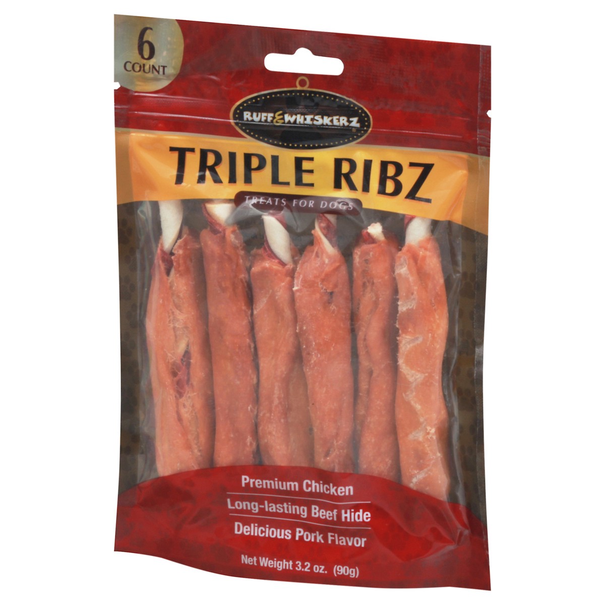 slide 8 of 12, Ruff & Whiskerz Triple Ribz Pork Flavor Treats for Dogs 6 Count 6 ea, 6 ct