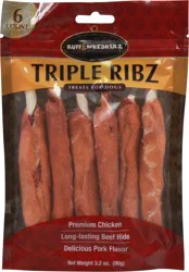 Ruff & Whiskerz Triple Ribz Pork Flavor Treats for Dogs 6 Count 6 ea