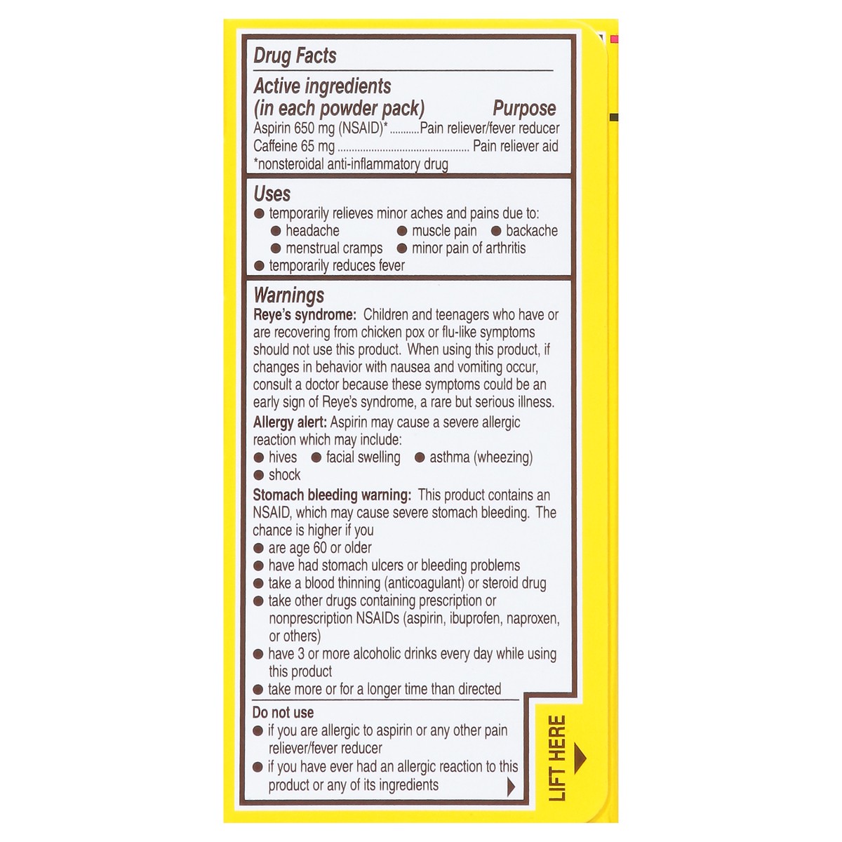 slide 3 of 13, Bayer Powder Packs 650 mg Rapid Relief Raspberry Flavor Pain Reliever 10 ea, 10 ct