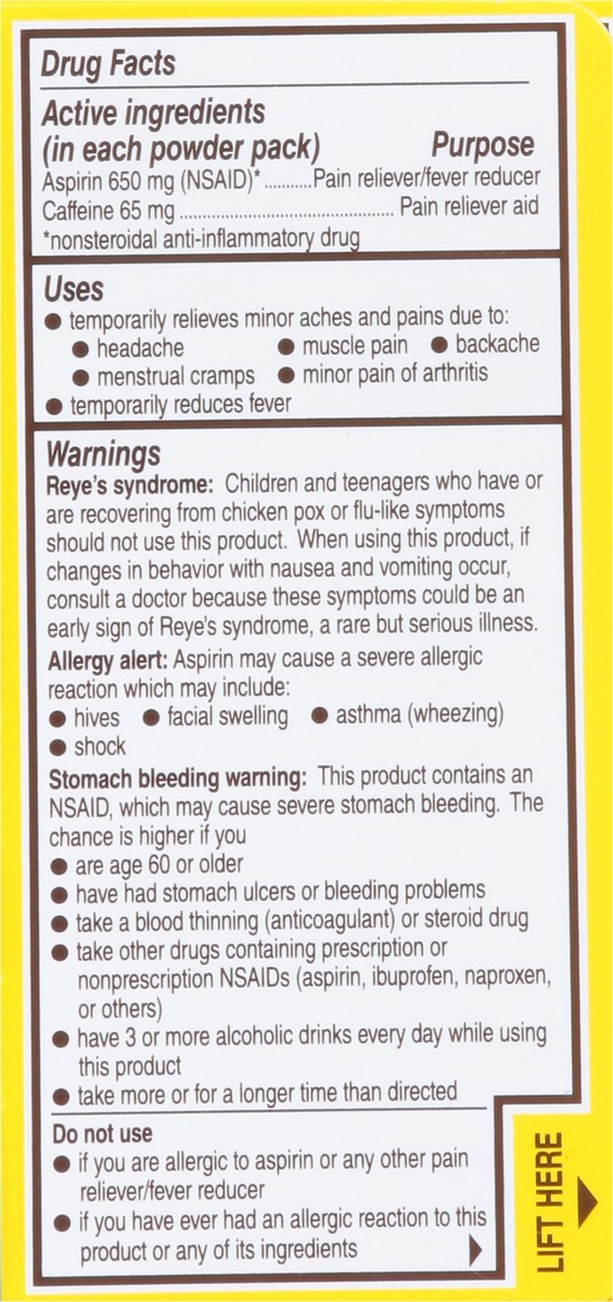 slide 6 of 13, Bayer Powder Packs 650 mg Rapid Relief Raspberry Flavor Pain Reliever 10 ea, 10 ct