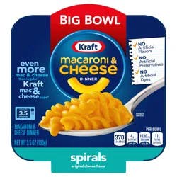 Kraft Spirals Original Mac & Cheese Big Bowl Dinner, 3.5 oz Tray